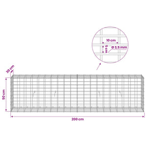 Γκαμπιόν με σύρμα 3,5 mm και πλέγμα 5x10 cm 200x30x50 εκ