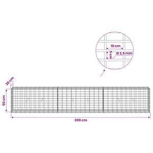 Γκαμπιόν με σύρμα 3,5 mm και πλέγμα 5x10 cm 300x30x50 εκ - Pakobazaar