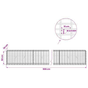 Γκαμπιόν με σύρμα 3,5 mm και πλέγμα 5x10 cm 900x30x50 εκ - Pakobazaar