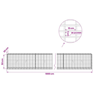Γκαμπιόν με σύρμα 3,5 mm και πλέγμα 5x10 cm 1000x30x50 εκ - Pakobazaar