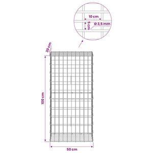 Γκαμπιόν με σύρμα 3,5 mm και πλέγμα 5x10 cm 50x30x100 εκ