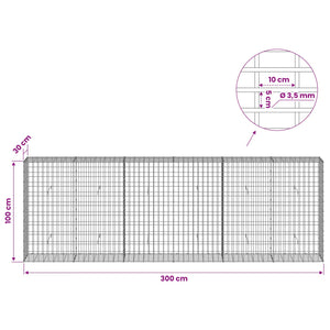 Γκαμπιόν με σύρμα 3,5 mm και πλέγμα 5x10 cm 300x30x100 εκ - Pakobazaar