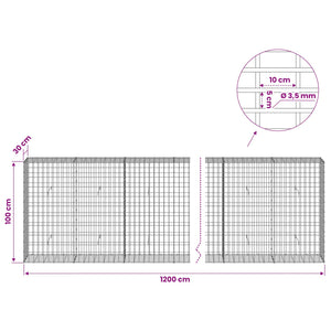 Γκαμπιόν με σύρμα 3,5 mm και πλέγμα 5x10 cm 1200x30x100 εκ