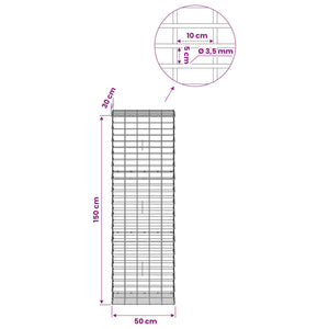 Γκαμπιόν με σύρμα 3,5 mm και πλέγμα 5x10 cm 50x30x150 εκ