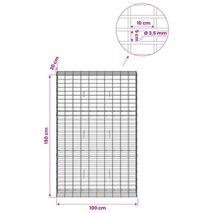 Γκαμπιόν με σύρμα 3,5 mm και πλέγμα 5x10 cm 100x30x150 εκ - Pakobazaar