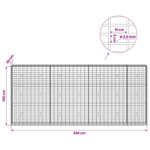 Γκαμπιόν με σύρμα 3,5 mm και πλέγμα 5x10 cm 350x30x150 εκ. - Pakobazaar