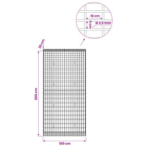 Γκαμπιόν με σύρμα 3,5 mm και πλέγμα 5x10 cm 100x30x200 εκ. - Pakobazaar