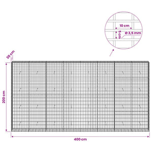 Γκαμπιόν με σύρμα 3,5 mm και πλέγμα 5x10 cm 400x30x200 εκ - Pakobazaar