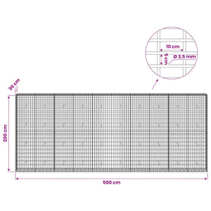Γκαμπιόν με σύρμα 3,5 mm και πλέγμα 5x10 cm 500x30x200 εκ