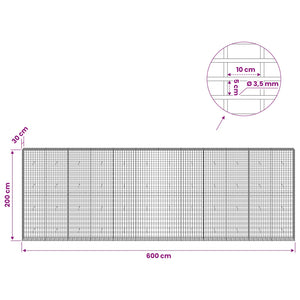 Γκαμπιόν με σύρμα 3,5 mm και πλέγμα 5x10 cm 600x30x200 εκ