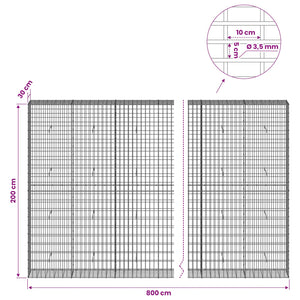 Γκαμπιόν με σύρμα 3,5 mm και πλέγμα 5x10 cm 800x30x200 εκ