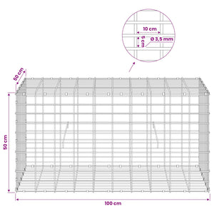 Γκαμπιόν με σύρμα 3,5 mm και πλέγμα 5x10 cm 100x50x50 εκ - Pakobazaar