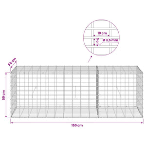 Γκαμπιόν με σύρμα 3,5 mm και πλέγμα 5x10 cm 150x50x50 εκ. - Pakobazaar