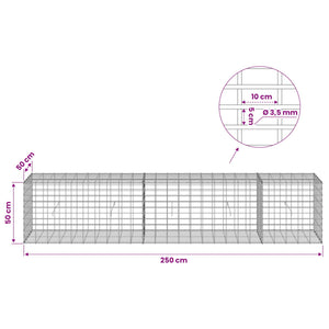 Γκαμπιόν με σύρμα 3,5 mm και πλέγμα 5x10 cm 250x50x50 εκ