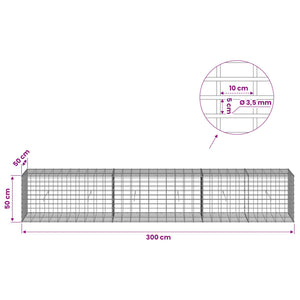 Γκαμπιόν με σύρμα 3,5 mm και πλέγμα 5x10 cm 300x50x50 εκ - Pakobazaar