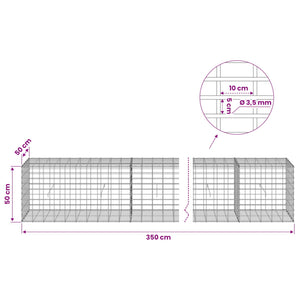 Γκαμπιόν με σύρμα 3,5 mm και πλέγμα 5x10 cm 350x50x50 εκ - Pakobazaar