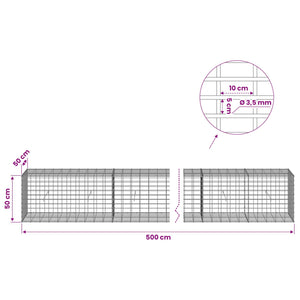 Γκαμπιόν με σύρμα 3,5 mm και πλέγμα 5x10 cm 500x50x50 εκ
