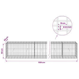 Γκαμπιόν με σύρμα 3,5 mm και πλέγμα 5x10 cm 550x50x50 εκ