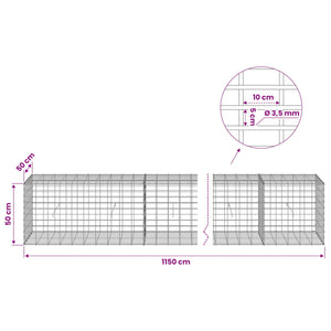 Γκαμπιόν με σύρμα 3,5 mm και πλέγμα 5x10 cm 1150x50x50 εκ - Pakobazaar