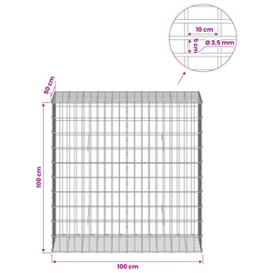 Γκαμπιόν με σύρμα 3,5 mm και πλέγμα 5x10 cm 100x50x100 εκ - Pakobazaar