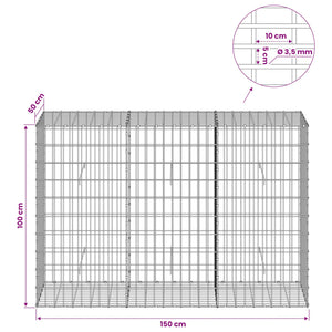 Γκαμπιόν με σύρμα 3,5 mm και πλέγμα 5x10 cm 150x50x100 εκ. - Pakobazaar