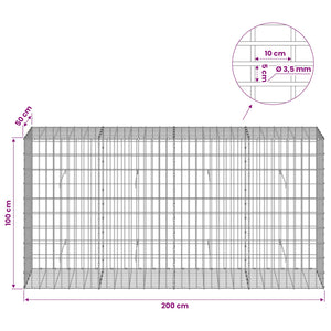 Γκαμπιόν με σύρμα 3,5 mm και πλέγμα 5x10 cm 200x50x100 εκ