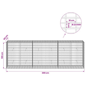 Γκαμπιόν με σύρμα 3,5 mm και πλέγμα 5x10 cm 300x50x100 εκ