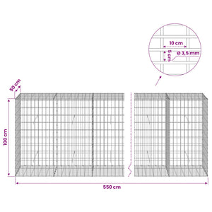 Γκαμπιόν με σύρμα 3,5 mm και πλέγμα 5x10 cm 550x50x100 εκ - Pakobazaar