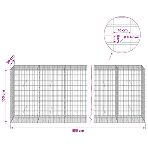 Γκαμπιόν με σύρμα 3,5 mm και πλέγμα 5x10 cm 850x50x100 εκ - Pakobazaar