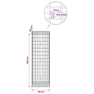 Γκαμπιόν με σύρμα 3,5 mm και πλέγμα 5x10 cm 50x50x150 εκ - Pakobazaar