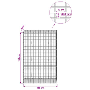 Γκαμπιόν με σύρμα 3,5 mm και πλέγμα 5x10 cm 100x50x150 εκ