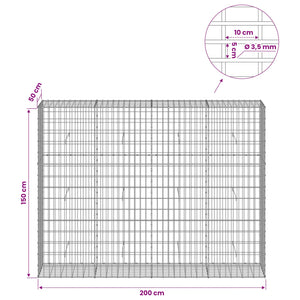 Γκαμπιόν με σύρμα 3,5 mm και πλέγμα 5x10 cm 200x50x150 εκ - Pakobazaar