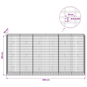 Γκαμπιόν με σύρμα 3,5 mm και πλέγμα 5x10 cm 300x50x150 εκ. - Pakobazaar