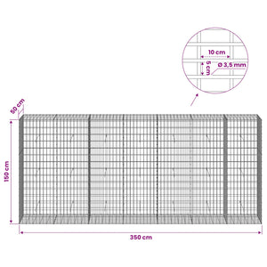 Γκαμπιόν με σύρμα 3,5 mm και πλέγμα 5x10 cm 350x50x150 εκ - Pakobazaar