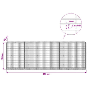 Γκαμπιόν με σύρμα 3,5 mm και πλέγμα 5x10 cm 450x50x150 εκ - Pakobazaar