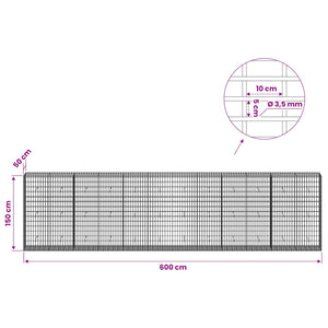 Γκαμπιόν με σύρμα 3,5 mm και πλέγμα 5x10 cm 600x50x150 εκ - Pakobazaar