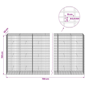 Γκαμπιόν με σύρμα 3,5 mm και πλέγμα 5x10 cm 700x50x150 εκ.