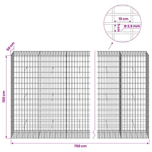 Γκαμπιόν με σύρμα 3,5 mm και πλέγμα 5x10 cm 750x50x150 εκ - Pakobazaar