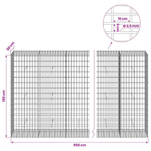 Γκαμπιόν με σύρμα 3,5 mm και πλέγμα 5x10 cm 950x50x150 εκ