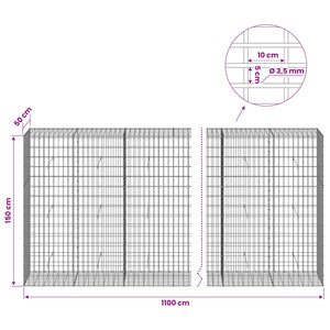 Γκαμπιόν με σύρμα 3,5 mm και πλέγμα 5x10 cm 1100x50x150 εκ