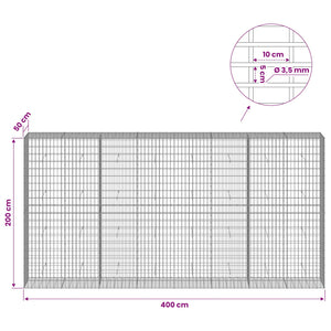 Γκαμπιόν με σύρμα 3,5 mm και πλέγμα 5x10 cm 400x50x200 εκ - Pakobazaar