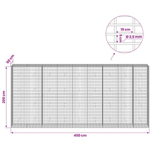 Γκαμπιόν με σύρμα 3,5 mm και πλέγμα 5x10 cm 450x50x200 εκ