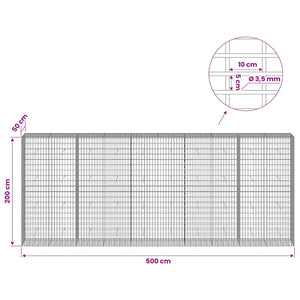 Γκαμπιόν με σύρμα 3,5 mm και πλέγμα 5x10 cm 500x50x200 εκ - Pakobazaar
