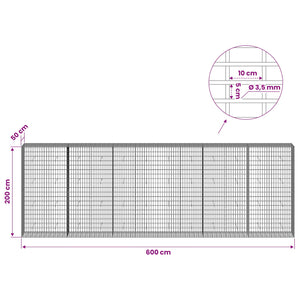 Γκαμπιόν με σύρμα 3,5 mm και πλέγμα 5x10 cm 600x50x200 εκ - Pakobazaar