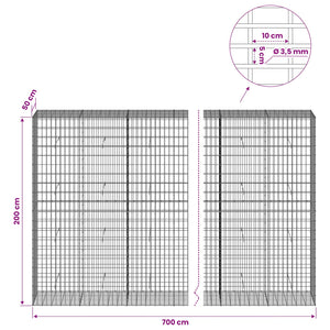 Γκαμπιόν με σύρμα 3,5 mm και πλέγμα 5x10 cm 700x50x200 εκ - Pakobazaar