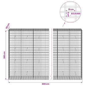 Γκαμπιόν με σύρμα 3,5 mm και πλέγμα 5x10 cm 800x50x200 εκ - Pakobazaar