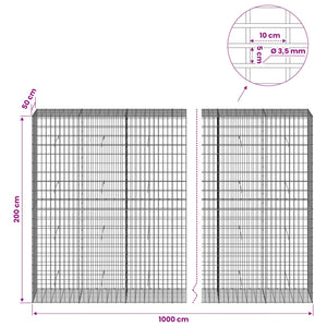 Γκαμπιόν με σύρμα 3,5 mm και πλέγμα 5x10 cm 1000x50x200 εκ - Pakobazaar