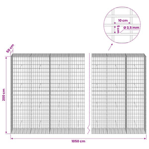 Γκαμπιόν με σύρμα 3,5 mm και πλέγμα 5x10 cm 1050x50x200 εκ - Pakobazaar