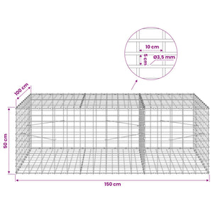Γκαμπιόν με σύρμα 3,5 mm και πλέγμα 5x10 cm 150x100x50 εκ