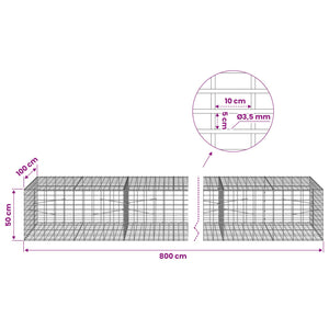 Γκαμπιόν με σύρμα 3,5 mm και πλέγμα 5x10 cm 800x100x50 εκ. - Pakobazaar